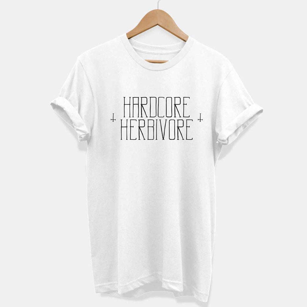 Hardcore Herbivore Ethical Vegan T-Shirt (Unisex)-Vegan Apparel, Vegan Clothing, Vegan T Shirt, BC3001-Vegan Outfitters-X-Small-White-Vegan Outfitters