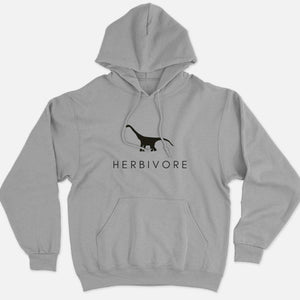 Herbivore Dinosaur Ethical Vegan Hoodie (Unisex)-Vegan Apparel, Vegan Clothing, Vegan Hoodie JH001-Vegan Outfitters-X-Small-Grey-Vegan Outfitters