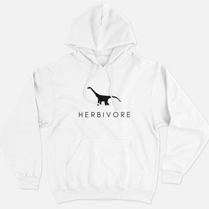 Herbivore Dinosaur Ethical Vegan Hoodie (Unisex)-Vegan Apparel, Vegan Clothing, Vegan Hoodie JH001-Vegan Outfitters-X-Small-White-Vegan Outfitters