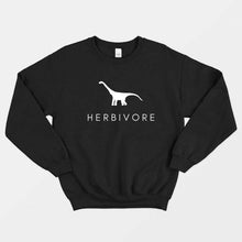 Laden Sie das Bild in den Galerie-Viewer, Herbivore Dinosaur Ethical Vegan Sweatshirt (Unisex)-Vegan Apparel, Vegan Clothing, Vegan Sweatshirt, JH030-Vegan Outfitters-X-Small-Black-Vegan Outfitters