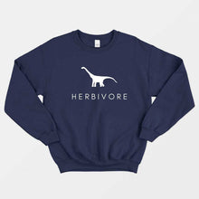 Laden Sie das Bild in den Galerie-Viewer, Herbivore Dinosaur Ethical Vegan Sweatshirt (Unisex)-Vegan Apparel, Vegan Clothing, Vegan Sweatshirt, JH030-Vegan Outfitters-X-Small-Navy-Vegan Outfitters