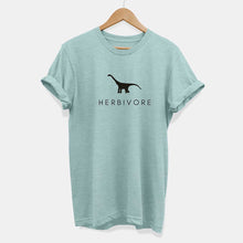 Laden Sie das Bild in den Galerie-Viewer, Herbivore Dinosaur Ethical Vegan T-Shirt (Unisex)-Vegan Apparel, Vegan Clothing, Vegan T Shirt, BC3001-Vegan Outfitters-X-Small-Dusty Blue-Vegan Outfitters