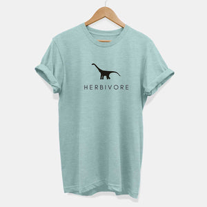 Herbivore Dinosaur Ethical Vegan T-Shirt (Unisex)-Vegan Apparel, Vegan Clothing, Vegan T Shirt, BC3001-Vegan Outfitters-X-Small-Dusty Blue-Vegan Outfitters