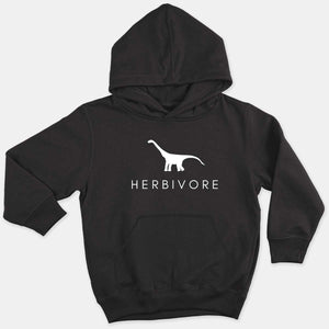 Herbivore Dinosaur Kids Hoodie (Unisex)-Vegan Apparel, Vegan Clothing, Vegan Kids Hoodie, JH001J-Vegan Outfitters-3-4 years-Black-Vegan Outfitters