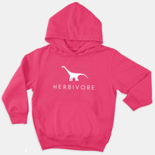 Laden Sie das Bild in den Galerie-Viewer, Herbivore Dinosaur Kids Hoodie (Unisex)-Vegan Apparel, Vegan Clothing, Vegan Kids Hoodie, JH001J-Vegan Outfitters-3-4 years-Bold Pink-Vegan Outfitters