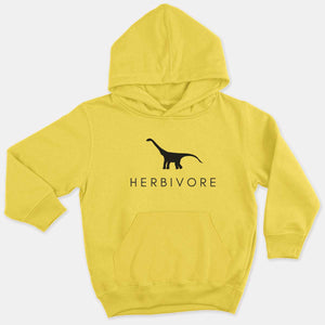 Herbivore Dinosaur Kids Hoodie (Unisex)-Vegan Apparel, Vegan Clothing, Vegan Kids Hoodie, JH001J-Vegan Outfitters-3-4 years-Yellow-Vegan Outfitters