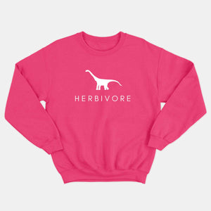 Herbivore Dinosaur Kids Sweatshirt (Unisex)-Vegan Apparel, Vegan Clothing, Vegan Kids Sweatshirt, JH030B-Vegan Outfitters-3-4 years-Bold Pink-Vegan Outfitters