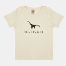 Load image into Gallery viewer, Herbivore Dinosaur Vegan Baby T-Shirt-Vegan Apparel, Vegan Clothing, Vegan Baby Shirt, EPB01-Vegan Outfitters-3-6 months-Ecru-Vegan Outfitters