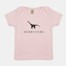 Laden Sie das Bild in den Galerie-Viewer, Herbivore Dinosaur Vegan Baby T-Shirt-Vegan Apparel, Vegan Clothing, Vegan Baby Shirt, EPB01-Vegan Outfitters-3-6 months-Powder Pink-Vegan Outfitters