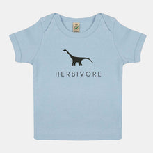 Load image into Gallery viewer, Herbivore Dinosaur Vegan Baby T-Shirt-Vegan Apparel, Vegan Clothing, Vegan Baby Shirt, EPB01-Vegan Outfitters-3-6 months-Soft Blue-Vegan Outfitters