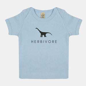 Herbivore Dinosaur Vegan Baby T-Shirt-Vegan Apparel, Vegan Clothing, Vegan Baby Shirt, EPB01-Vegan Outfitters-3-6 months-Soft Blue-Vegan Outfitters