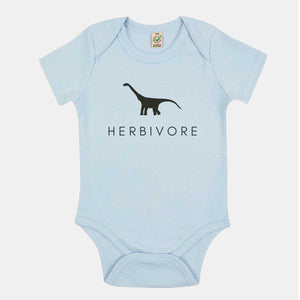 Herbivore Dinosaur Vegan Babygrow-Vegan Apparel, Vegan Clothing, Vegan Baby Onesie, EPB02-Vegan Outfitters-0-3 months-Soft Blue-Vegan Outfitters