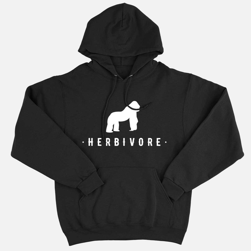 Herbivore Gorilla Ethical Vegan Hoodie (Unisex)-Vegan Apparel, Vegan Clothing, Vegan Hoodie JH001-Vegan Outfitters-X-Small-Black-Vegan Outfitters