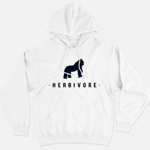 Herbivore Gorilla Ethical Vegan Hoodie (Unisex)-Vegan Apparel, Vegan Clothing, Vegan Hoodie JH001-Vegan Outfitters-X-Small-White-Vegan Outfitters