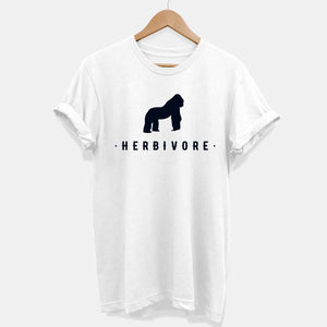 Herbivore Gorilla Ethical Vegan T-Shirt (Unisex)-Vegan Apparel, Vegan Clothing, Vegan T Shirt, BC3001-Vegan Outfitters-X-Small-White-Vegan Outfitters