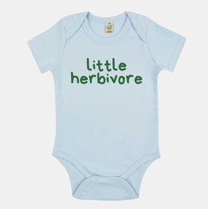 Little Herbivore Vegan Babygrow-Vegan Apparel, Vegan Clothing, Vegan Baby Onesie, EPB02-Vegan Outfitters-3-6 months-Soft Blue-Vegan Outfitters