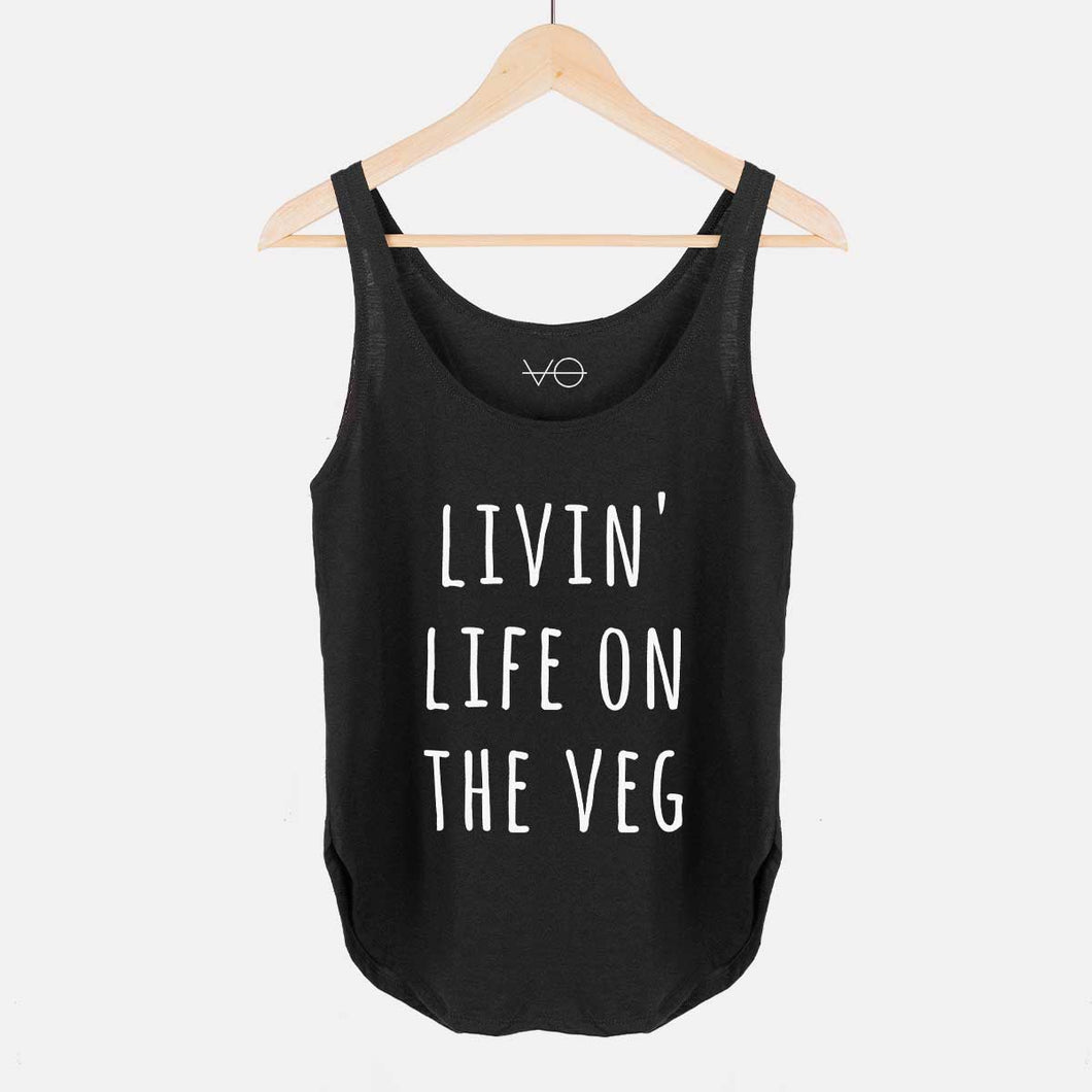 Livin' Life on The Veg Women's Festival Tank-Vegan Apparel, Vegan Clothing, Vegan Tank Top, NL5033-Vegan Outfitters-X-Small-Black-Vegan Outfitters