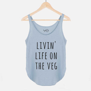 Livin' Life on The Veg Women's Festival Tank-Vegan Apparel, Vegan Clothing, Vegan Tank Top, NL5033-Vegan Outfitters-X-Small-Cloudy Blue-Vegan Outfitters