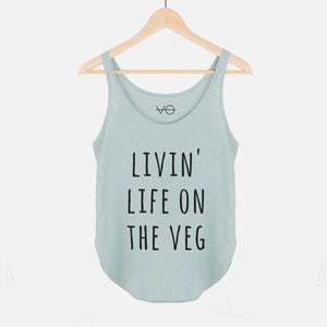 Livin' Life on The Veg Women's Festival Tank-Vegan Apparel, Vegan Clothing, Vegan Tank Top, NL5033-Vegan Outfitters-X-Small-Green Tea-Vegan Outfitters