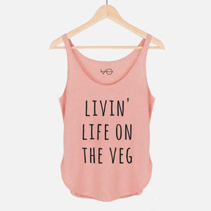 Livin' Life on The Veg Women's Festival Tank-Vegan Apparel, Vegan Clothing, Vegan Tank Top, NL5033-Vegan Outfitters-X-Small-Pink Salt-Vegan Outfitters