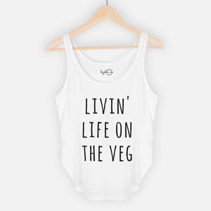 Livin' Life on The Veg Women's Festival Tank-Vegan Apparel, Vegan Clothing, Vegan Tank Top, NL5033-Vegan Outfitters-X-Small-White-Vegan Outfitters