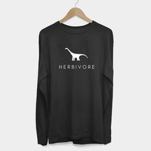 Laden Sie das Bild in den Galerie-Viewer, Long Sleeve Herbivore Dinosaur Ethical Vegan T-Shirt (Mens)-Vegan Apparel, Vegan Clothing, Vegan Long Sleeve T Shirt, Shuffler-Vegan Outfitters-Small-Black-Vegan Outfitters