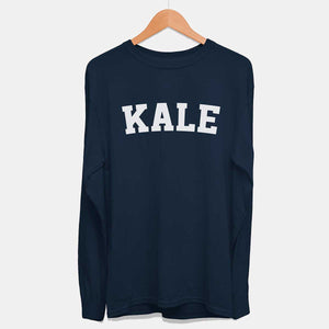 Long Sleeve Kale Ethical Vegan T-Shirt (Mens)-Vegan Apparel, Vegan Clothing, Vegan Long Sleeve T Shirt, Shuffler-Vegan Outfitters-Small-French Navy-Vegan Outfitters