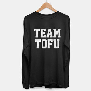 Long Sleeve Team Tofu Ethical Vegan T-Shirt (Mens)-Vegan Apparel, Vegan Clothing, Vegan Long Sleeve T Shirt, Shuffler-Vegan Outfitters-Small-Black-Vegan Outfitters