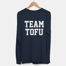 Load image into Gallery viewer, Long Sleeve Team Tofu Ethical Vegan T-Shirt (Mens)-Vegan Apparel, Vegan Clothing, Vegan Long Sleeve T Shirt, Shuffler-Vegan Outfitters-Small-French Navy-Vegan Outfitters