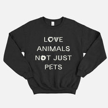 Load image into Gallery viewer, Love Animals Not Just Pets Sweatshirt (Unisex)-Vegan Apparel, Vegan Clothing, Vegan Sweatshirt, JH030-Vegan Outfitters-X-Small-Smoky Black-Vegan Outfitters