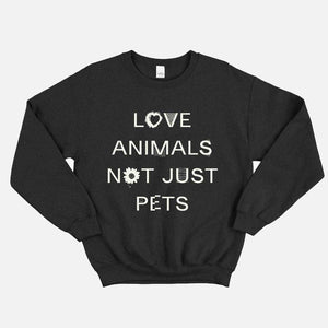 Love Animals Not Just Pets Sweatshirt (Unisex)-Vegan Apparel, Vegan Clothing, Vegan Sweatshirt, JH030-Vegan Outfitters-X-Small-Smoky Black-Vegan Outfitters