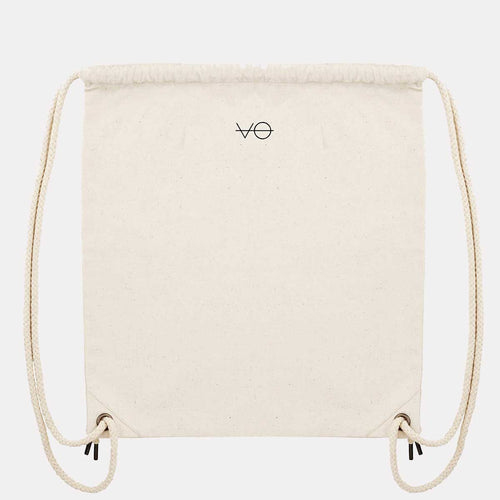 Natural VO Embroidered Organic Drawstring Bag, Vegan Gift-Vegan Apparel, Vegan Accessories, Vegan Gift, Vegan Tote Bag-Vegan Outfitters-Natural-Vegan Outfitters