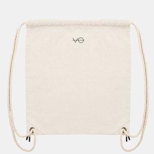 Natural VO Embroidered Organic Drawstring Bag, Vegan Gift-Vegan Apparel, Vegan Accessories, Vegan Gift, Vegan Tote Bag-Vegan Outfitters-Natural-Vegan Outfitters
