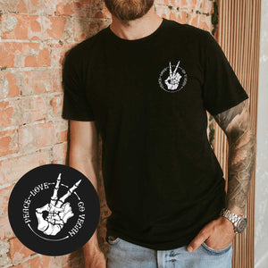 Peace, Love, Go Vegan T-Shirt (Unisex)-Vegan Apparel, Vegan Clothing, Vegan T Shirt, BC3001-Vegan Outfitters-X-Small-Black-Vegan Outfitters
