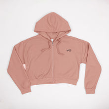 Load image into Gallery viewer, VO Embroidered 1/4 Zip Crop Hoodie