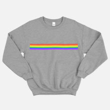 Load image into Gallery viewer, Pride Flag Stripe LGBTQ+ Pride Ethical Vegan Sweatshirt (Unisex)-Vegan Apparel, Vegan Clothing, Vegan Sweatshirt, JH030-Vegan Outfitters-X-Small-Grey-Vegan Outfitters