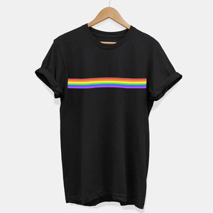 Pride Flag Stripe LGBTQ+ Pride T-Shirt (Unisex)-Vegan Apparel, Vegan Clothing, Vegan T Shirt, BC3001-Vegan Outfitters-X-Small-Black-Vegan Outfitters