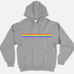 Pride Flag Stripe LGBTQ+ Pride Vegan Hoodie (Unisex)-Vegan Apparel, Vegan Clothing, Vegan Hoodie JH001-Vegan Outfitters-X-Small-Grey-Vegan Outfitters