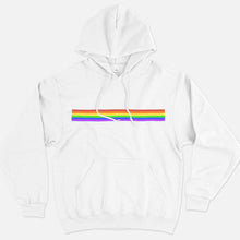 Load image into Gallery viewer, Pride Flag Stripe LGBTQ+ Pride Vegan Hoodie (Unisex)-Vegan Apparel, Vegan Clothing, Vegan Hoodie JH001-Vegan Outfitters-X-Small-White-Vegan Outfitters