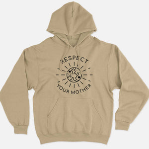 Respect Your Mother Ethical Vegan Hoodie (Unisex)-Vegan Apparel, Vegan Clothing, Vegan Hoodie JH001-Vegan Outfitters-Small-Beige-Vegan Outfitters