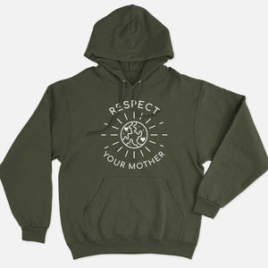 Respect Your Mother Ethical Vegan Hoodie (Unisex)-Vegan Apparel, Vegan Clothing, Vegan Hoodie JH001-Vegan Outfitters-X-Small-Khaki-Vegan Outfitters