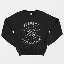 Laden Sie das Bild in den Galerie-Viewer, Respect Your Mother Ethical Vegan Sweatshirt (Unisex)-Vegan Apparel, Vegan Clothing, Vegan Sweatshirt, JH030-Vegan Outfitters-X-Small-Black-Vegan Outfitters