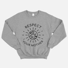 Laden Sie das Bild in den Galerie-Viewer, Respect Your Mother Ethical Vegan Sweatshirt (Unisex)-Vegan Apparel, Vegan Clothing, Vegan Sweatshirt, JH030-Vegan Outfitters-X-Small-Grey-Vegan Outfitters