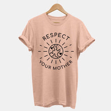 Laden Sie das Bild in den Galerie-Viewer, Respect Your Mother Ethical Vegan T-Shirt (Unisex)-Vegan Apparel, Vegan Clothing, Vegan T Shirt, BC3001-Vegan Outfitters-X-Small-Peach-Vegan Outfitters