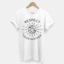 Laden Sie das Bild in den Galerie-Viewer, Respect Your Mother Ethical Vegan T-Shirt (Unisex)-Vegan Apparel, Vegan Clothing, Vegan T Shirt, BC3001-Vegan Outfitters-X-Small-White-Vegan Outfitters