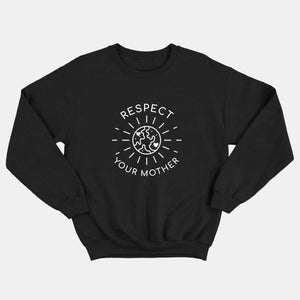 Respect Your Mother Kids Sweatshirt (Unisex)-Vegan Apparel, Vegan Clothing, Vegan Kids Sweatshirt, JH030B-Vegan Outfitters-3-4 years-Black-Vegan Outfitters