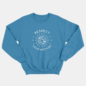 Respect Your Mother Kids Sweatshirt (Unisex)-Vegan Apparel, Vegan Clothing, Vegan Kids Sweatshirt, JH030B-Vegan Outfitters-3-4 years-Bright Blue-Vegan Outfitters