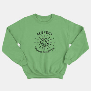 Respect Your Mother Kids Sweatshirt (Unisex)-Vegan Apparel, Vegan Clothing, Vegan Kids Sweatshirt, JH030B-Vegan Outfitters-3-4 years-Green-Vegan Outfitters