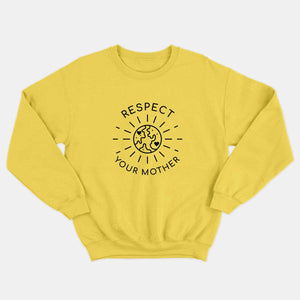Respect Your Mother Kids Sweatshirt (Unisex)-Vegan Apparel, Vegan Clothing, Vegan Kids Sweatshirt, JH030B-Vegan Outfitters-3-4 years-Yellow-Vegan Outfitters