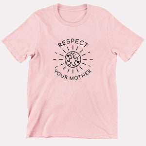Respect Your Mother Kids T-Shirt (Unisex)-Vegan Apparel, Vegan Clothing, Vegan Kids Shirt, Mini Creator-Vegan Outfitters-3-4 Years-Pastel Pink-Vegan Outfitters